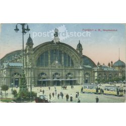   1917 - Franankfurt a. M., Vasúti Főpályaudvar. Színezett fotólap, képeslap. (2791012)