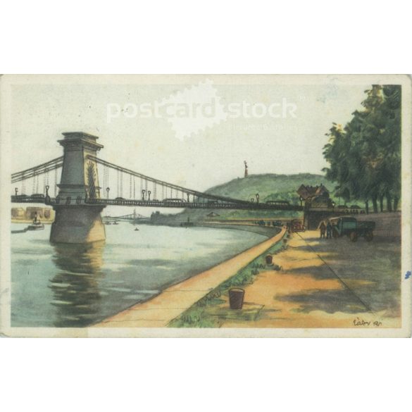 1955 - Zádor István, Budai alsórakpart. Képeslap. (2791019)