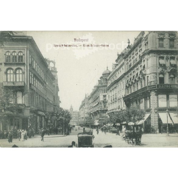 1910 - Budapest. Kossuth Lajos utca. Fotólap, képeslap. (2791027)