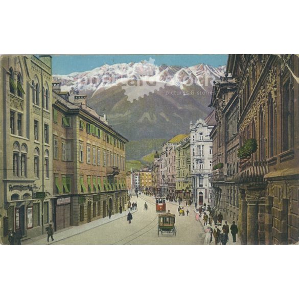 1938 - Innsbruck. Mária Terézia utca. Színezett fotólap, képeslap. (2791031)