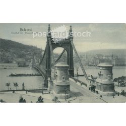   1910 - Budapest. Erzsébet híd. Fotólap, képeslap. (2791039)