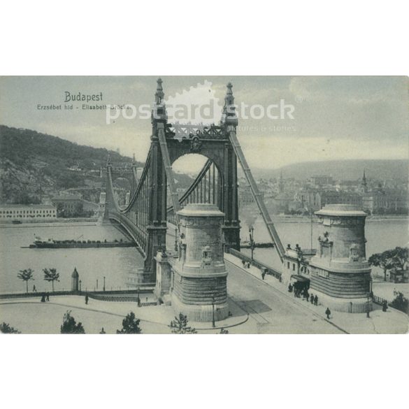 1910 - Budapest. Erzsébet híd. Fotólap, képeslap. (2791039)
