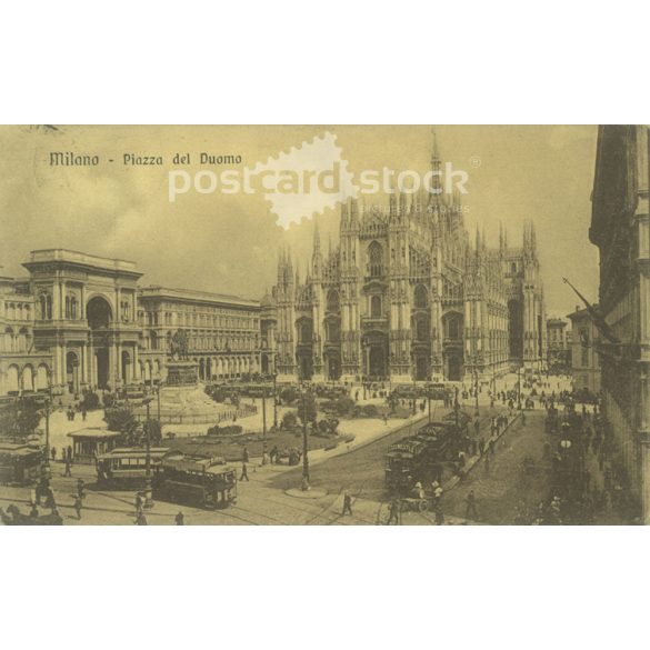 1912 - Milánó. Piazza del Duomo. Fotólap, képeslap. (2791050)