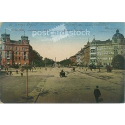   1924 – Budapest. Andrássy út – körönd. Színezett fotólap, képeslap. (2791088)
