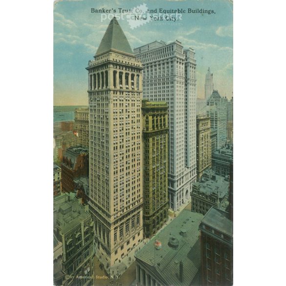 1915 - Bankers Trust Co. and Equitable Buildings. New York City. Színezett fotólap, képeslap. (2791136)