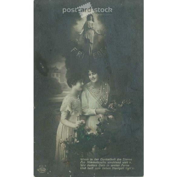 1916 - Romantikus, német képeslap. Színezett fotólap. Színezett fotólap, képeslap. (2791145)