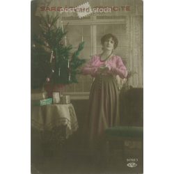   1925 - Román, karácsonyi üdvözlőlap. Színezett fotólap. (2791146
