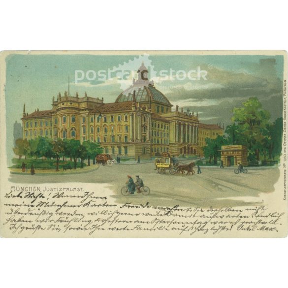 1900 - München. Igaszságügyi palota. Litografált képeslap. (2791149)
