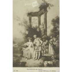   Goethe családja társaságában. Korabeli festmény fekete-fehér reprodukciója. Képeslap. (2791155)