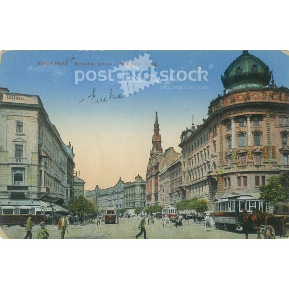 1915 - Budapest. Erzsébet körút. Színezett fotólap, képeslap. (2791163)