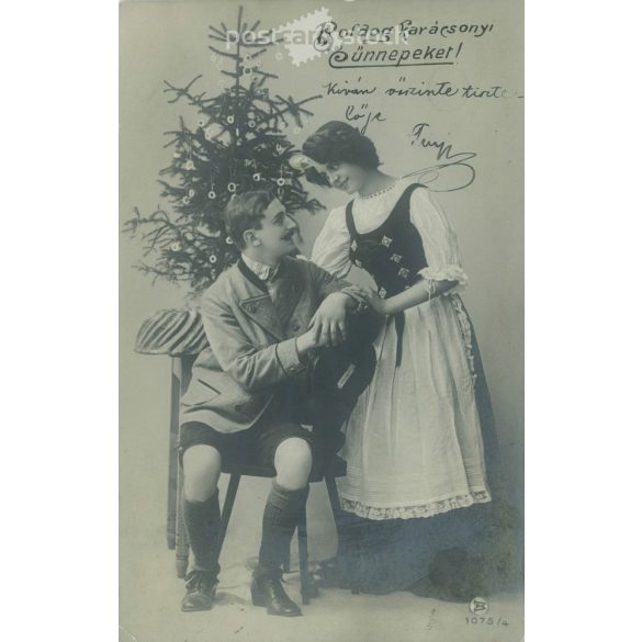 1910 - Boldog karácsonyi ünnepeket. Fotólap, képeslap. (2791165)