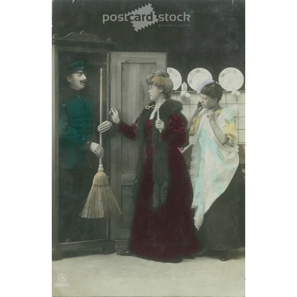 1912 - Humoros képeslap. Színezett fotólap. (2791211)
