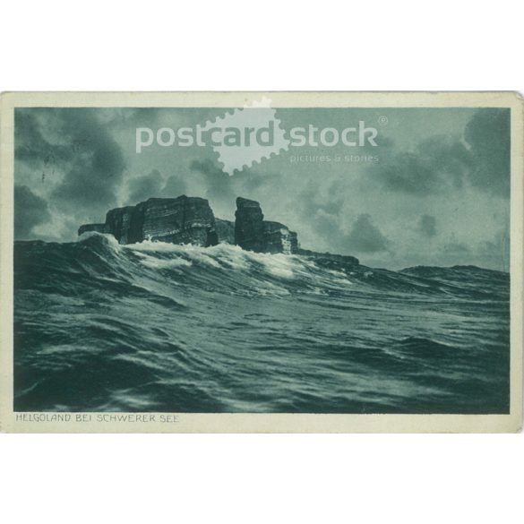 1930 - Helgoland sziget a nehéz tengereken. Fotólap, képeslap. (2791265)