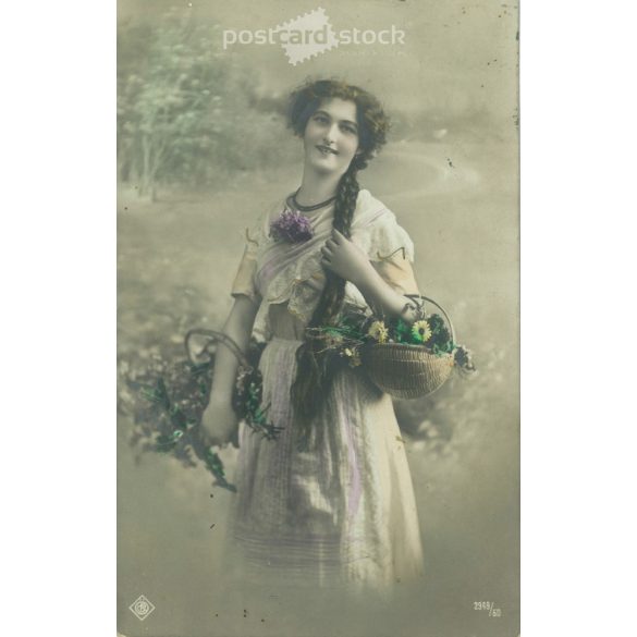 1915 - Romantikus képeslap. Színezett fotólap. (2791274)