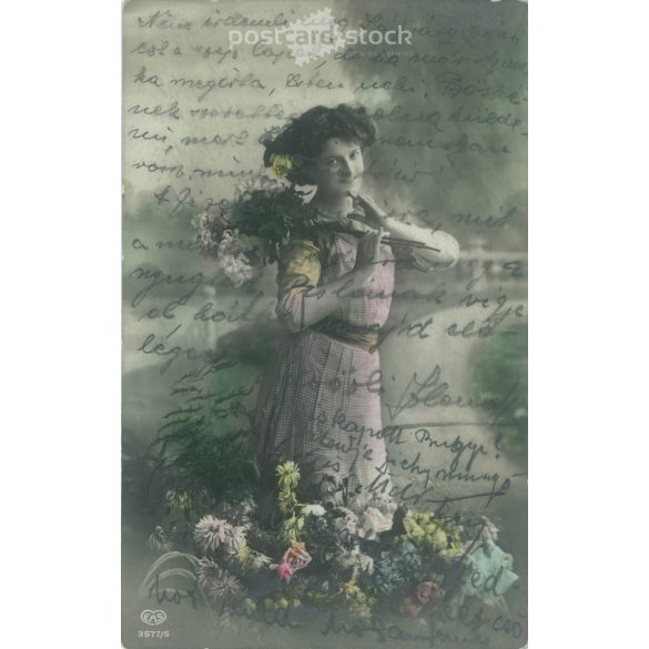 1912 - Romantikus képeslap. Színezett fotólap. (2791277)