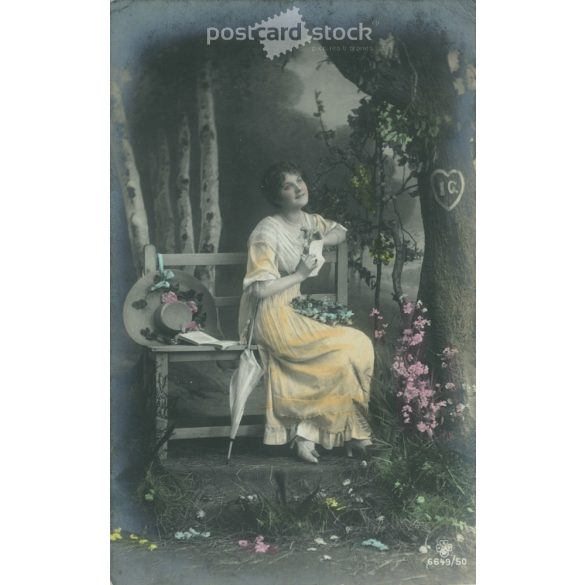 1916 - Romantikus képeslap. Színezett fotólap. (2791278)