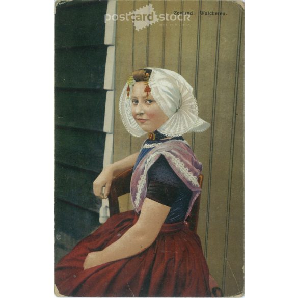 1924 - Zeeland, holland leány, népviseletben. Képeslap. (2791279)