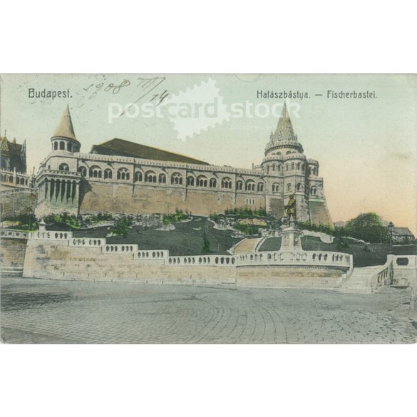1908 - Budapest. Halászbástya.  Színezett fotólap, képeslap. (2791285)