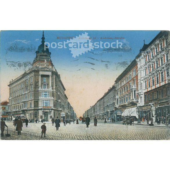 1915 - Budapest. Andrássy út. Színezett fotólap, képeslap. (2791287)