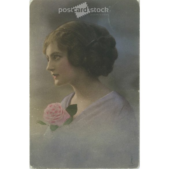 1913 - Romantikus képeslap. Színezett fotólap. (2791299)