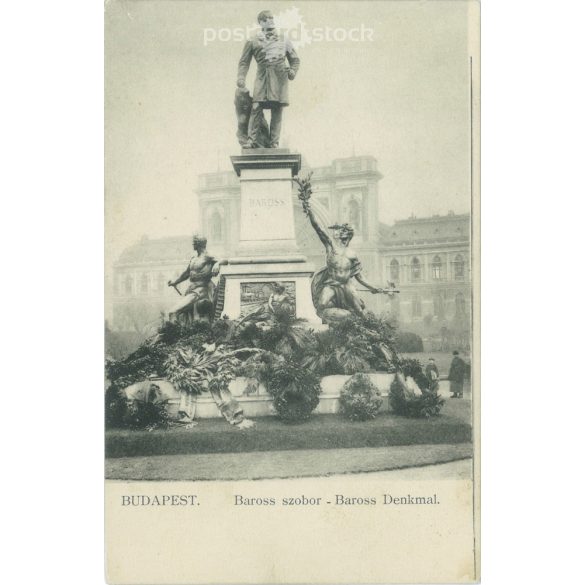 1904? - Budapest. Baross szobor. Fotólap, képeslap. (2791314)