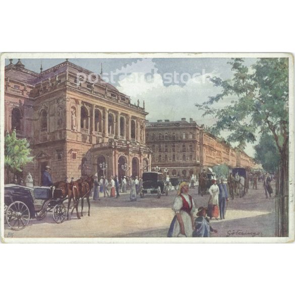 1912 - Budapest. Andrássy út a magyar királyi operánál. Képeslap. (2791315)