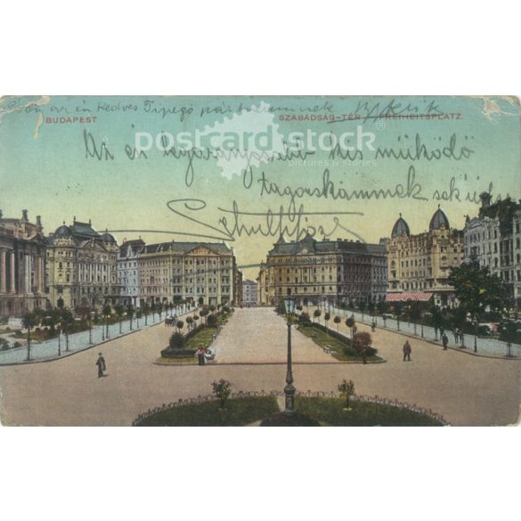 1912 - Budapest. Szabadság tér. Színezett fotólap, képeslap. (2791322)