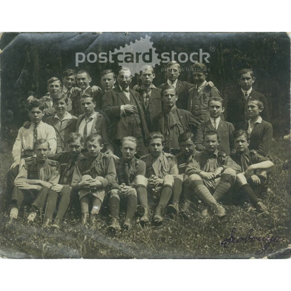 1926 - Gimnáziumi kirándulás. Csoportkép. Fotólap, képeslap. (2791335)