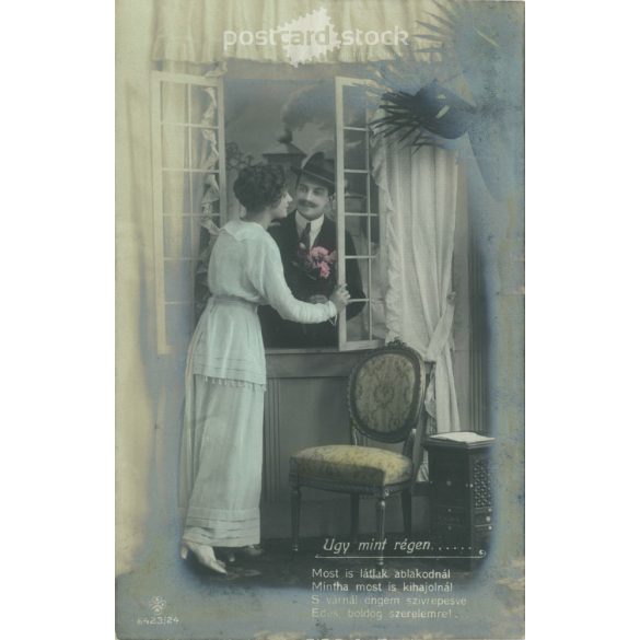 1917 - Romantikus képeslap. Színezett fotólap. (2791338)