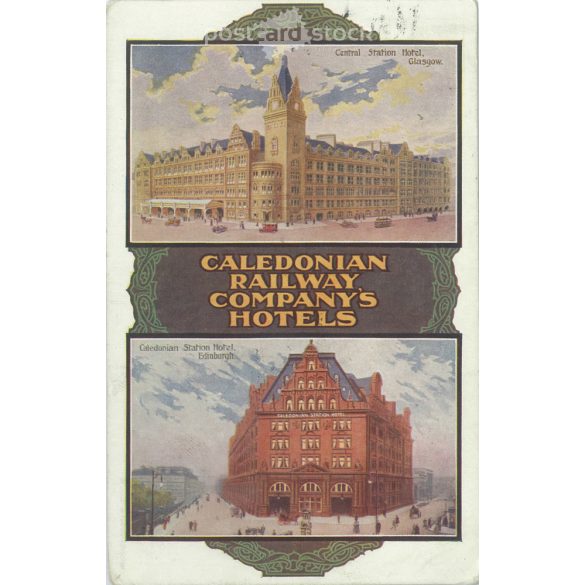 1914 - Kaledoni vasúti társaság hoteljei. Glasgow, Edinburgh. Képeslap. (2791339)