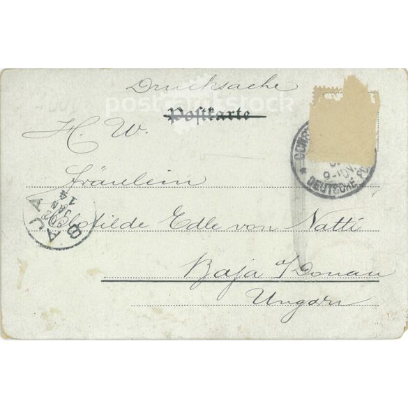 1902 - Japán stílusú, gyermekáldás köszöntő üdvözlőlap. 3 dimenziós, csillámporos díszítéssel. Képeslap. (2791448)