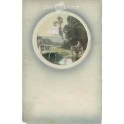 1908 - Romantikus képeslap. Színezett fotólap.  (2791478)