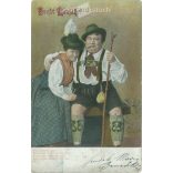 1904 - Vidám újévi üdvözlet. Színezett fotólap, üdvözlőlap. (2791481)