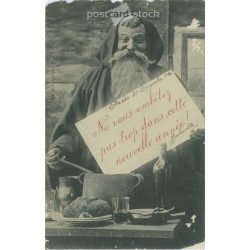   1904 - Vidám, újévi üdvözlet. Fotólap, képeslap. (2791511)