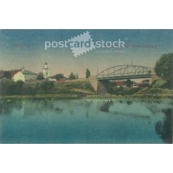   1921 - Mezőtúr. Berettyó-folyó partrészlettel. Színezett fotólap, képeslap. (2791515)