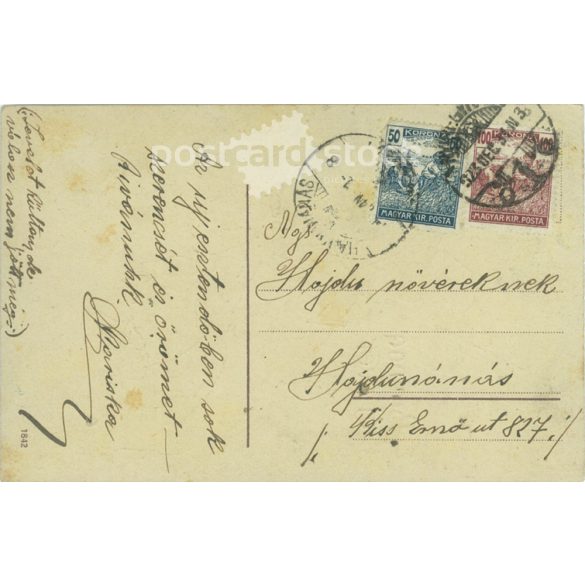 1923 - Boldog új évet. Egyedi illusztráció, ezüst prégeléssel. (2791521)