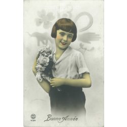   1931 - Boldog új évet! Színezett fotólap, üdvözlőlap. (2791528)