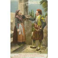   1911 - Ragusa. Népviselet. Színezett fotólap, képeslap. (2791544)