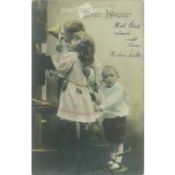   1903 - Boldog új évet! Színezett fotólap, üdvözlőlap. (2791551)