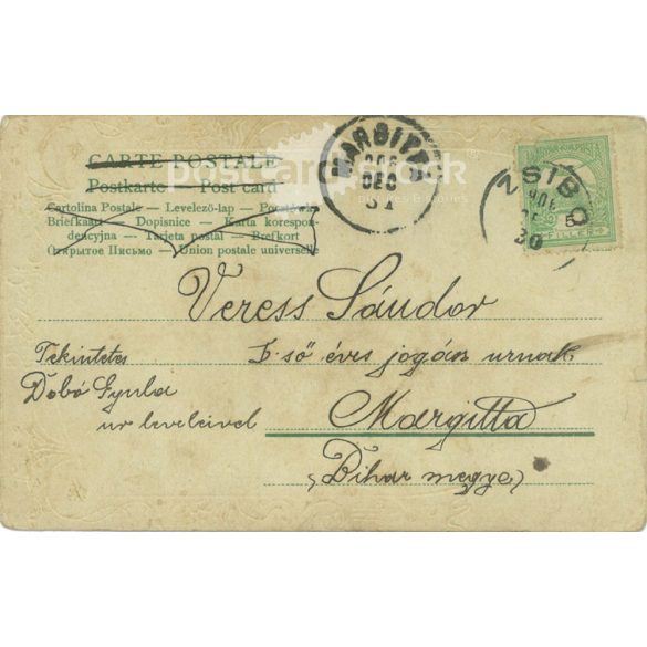 1906 - Boldog új évet! Színezett fotólap, üdvözlőlap. (2791556)