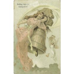   1908 - Boldog húsvéti ünnepeket! Egyedi grafika. Képeslap. (2791561)