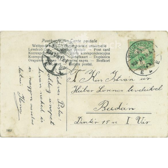 1908 - Boldog húsvéti ünnepeket! Egyedi grafika. Képeslap. (2791561)