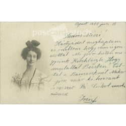   1900 – Romantikus képeslap. Fekete-fehér fotólap. (2791571)