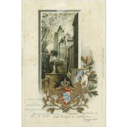   1900 - Landshut. Dombornyomott, aranyozott, litografált képeslap. (2791604)