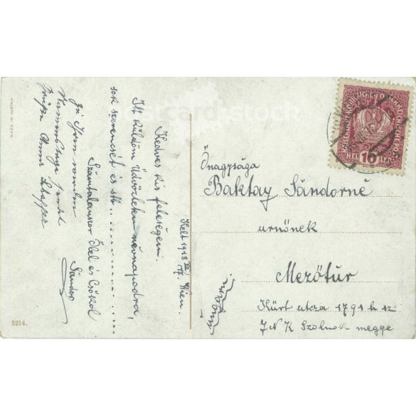 1918 - Névnapi üdvözlet. Színezett fotólap, üdvözlőlap. (2791611)