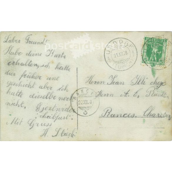 1908 - Katonai kiképzés előtt, Limmat völgy, Svájc. Fotólap, képeslap. (2791612)