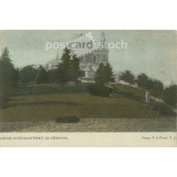   1924 - Hostýn. Szent István templom a temetőből. Színezett fotólap, képeslap. (2791621)
