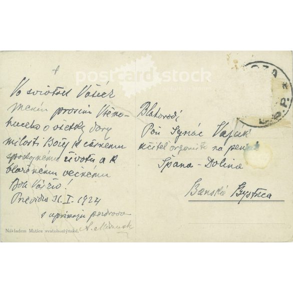 1924 - Hostýn. Szent István templom a temetőből. Színezett fotólap, képeslap. (2791621)
