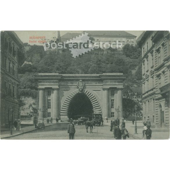 1911 - Budapest. Budai alagút. Fotólap, képeslap. (2791623)