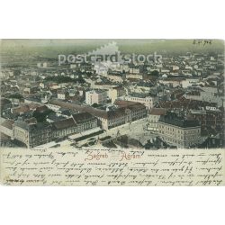   1905 - Zágráb látképe. Színezett fotólap, képeslap. (2791626)